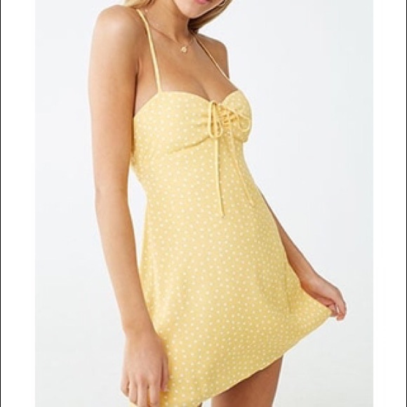 Forever 21 Dresses & Skirts - NWOT Strappy Yellow Polka Dot Dress